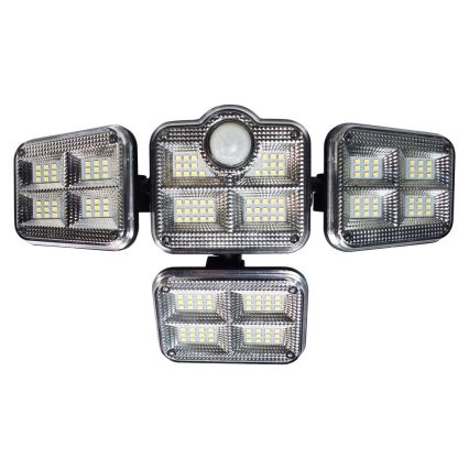 LED Solcellstrålkastare med rörelse- och skymningssensor LED/30W/3,7V 2400 mAh IP47 + fjärrkontroll