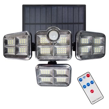 LED Solcellstrålkastare med rörelse- och skymningssensor LED/30W/3,7V 2400 mAh IP47 + fjärrkontroll