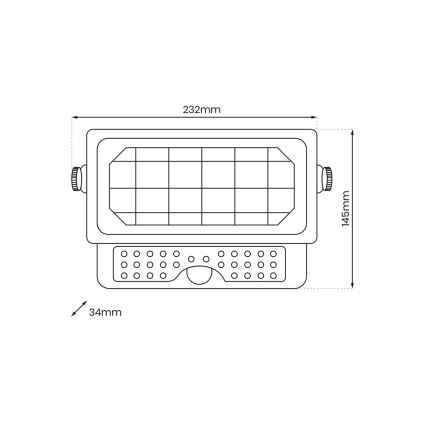 LED Solcellstrålkastare med rörelse- och skymningssensor EPAD LED/5W/3000 mAh 3,7V 4000K IP65
