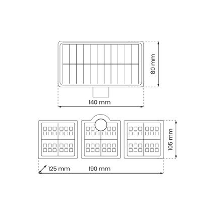 LED Solcellstrålkastare med rörelse- och skymningssensor LED/20W/3,7V 1200 mAh IP44 + fjärrkontroll