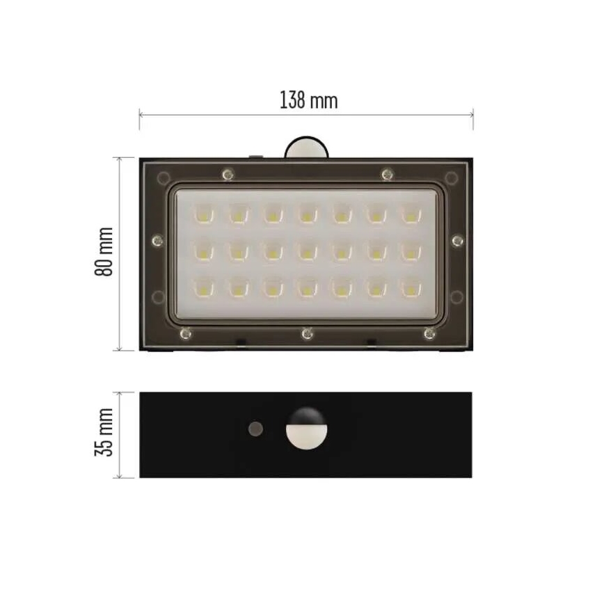 LED Solcellstrålkastare med rörelsesensor LED/3,7V 1200mAh 4000K IP65 svart
