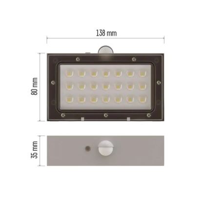LED Solcellstrålkastare med rörelsesensor LED/3,7V 1200mAh 4000K IP65 vit