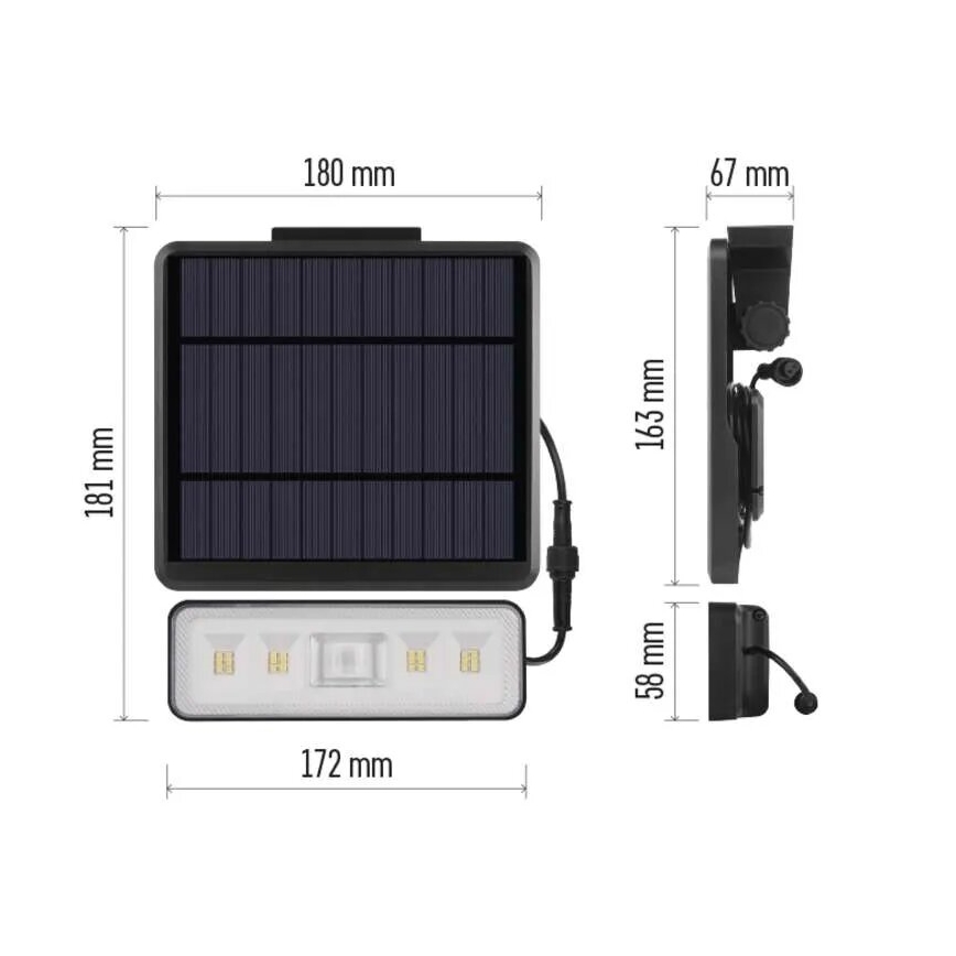LED Solcellstrålkastare med rörelsesensor LED/3,7V 2500mAh 4000K IP54