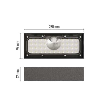 LED Solcellstrålkastare med rörelsesensor LED/3,7V 3000mAh 4000K IP65 svart