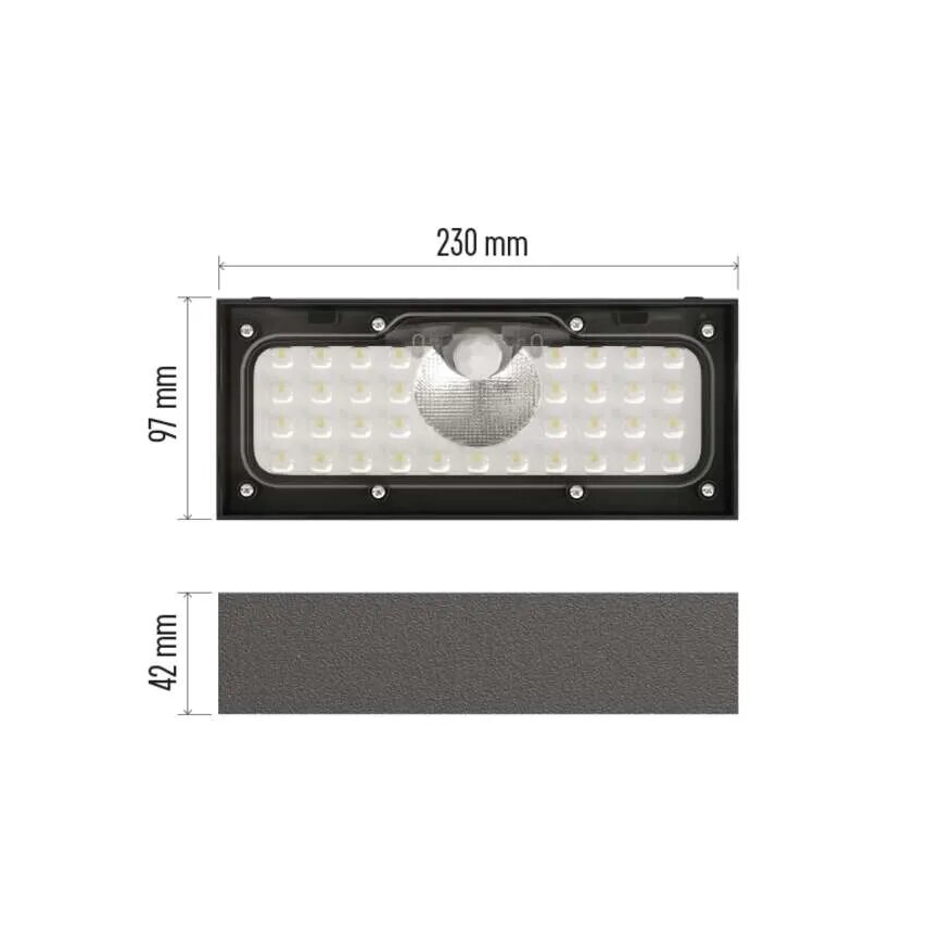 LED Solcellstrålkastare med rörelsesensor LED/3,7V 3000mAh 4000K IP65 svart