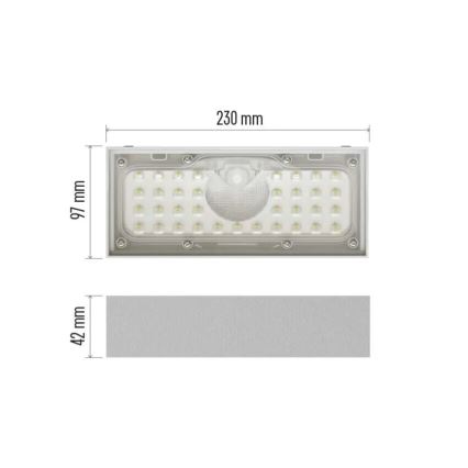 LED Solcellstrålkastare med rörelsesensor LED/3,7V 3000mAh 4000K IP65 vit