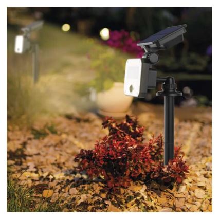 LED Solcellstrålkastare med rörelsesensor SPILO LED/3,7V 3600mAh 3000K IP54 + fjärrkontroll
