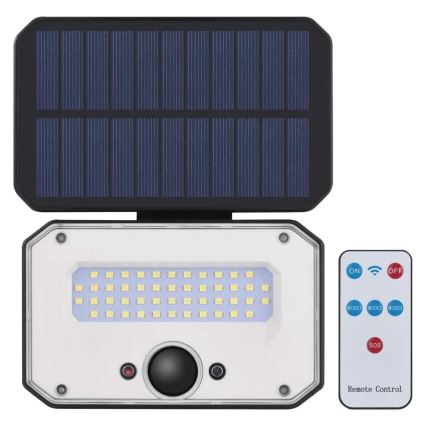LED Solcellstrålkastare med rörelsesensor SPILO LED/3,7V 3600mAh 3000K IP54 + fjärrkontroll