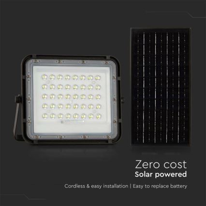 LED Utomhus ljusreglerad solcell reflektor LED/10W/3,2V IP65 4000K svart + fjärrkontroll