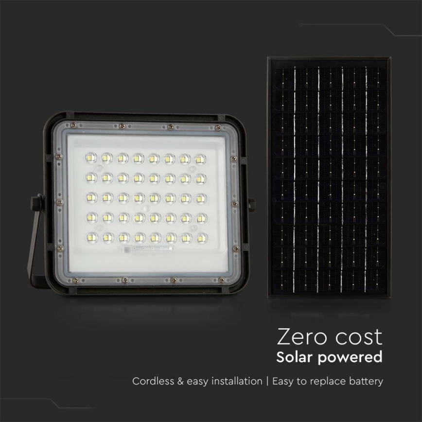 LED Utomhus ljusreglerad solcell reflektor LED/10W/3,2V IP65 4000K svart + fjärrkontroll