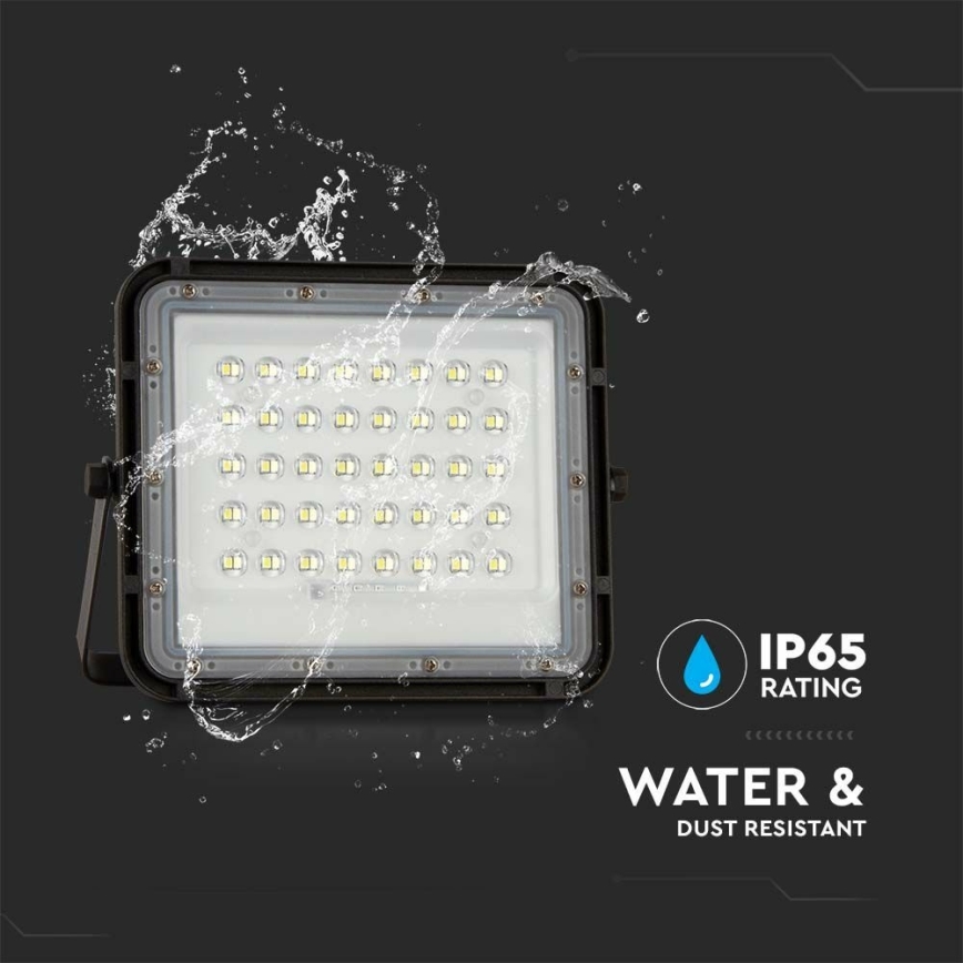 LED Utomhus ljusreglerad solcell reflektor LED/10W/3,2V IP65 4000K svart + fjärrkontroll