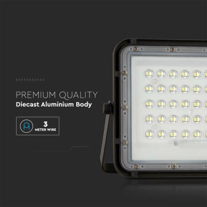 LED Utomhus ljusreglerad solcell reflektor LED/10W/3,2V IP65 4000K svart + fjärrkontroll