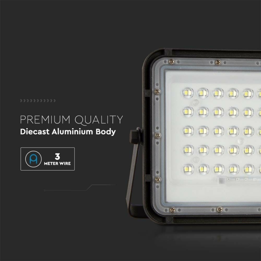 LED Utomhus ljusreglerad solcell reflektor LED/10W/3,2V IP65 4000K svart + fjärrkontroll
