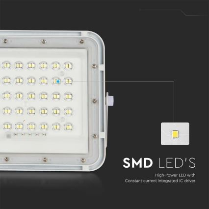 LED Utomhus ljusreglerad solcell reflektor LED/10W/3,2V IP65 4000K vit + fjärrkontroll