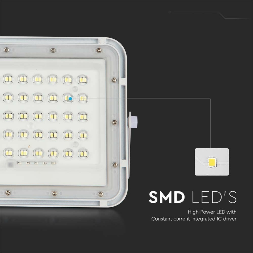 LED Utomhus ljusreglerad solcell reflektor LED/10W/3,2V IP65 4000K vit + fjärrkontroll