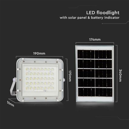 LED Utomhus ljusreglerad solcell reflektor LED/10W/3,2V IP65 4000K vit + fjärrkontroll