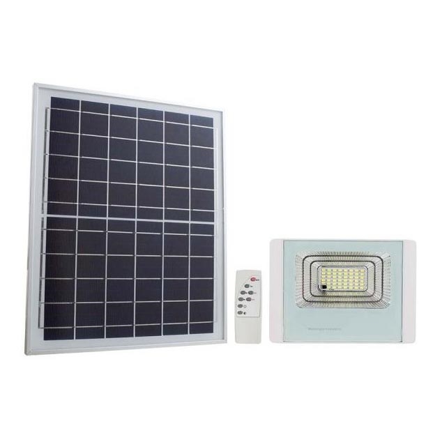 LED Solcellstrålkastare utomhus LED/12W/3,2V IP65 6400K + fjärrkontroll