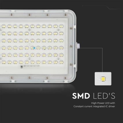 LED Utomhus ljusreglerad solcell strålkastare LED/15W/3,2V IP65 4000K 12000 mAh vit + fjärrkontroll