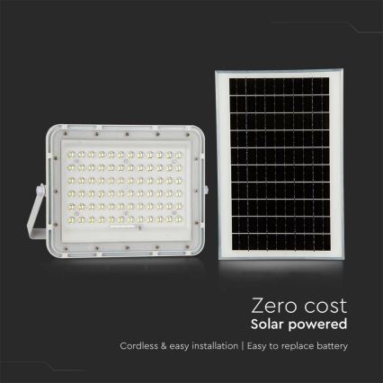 LED Utomhus ljusreglerad solcell strålkastare LED/15W/3,2V IP65 4000K 12000 mAh vit + fjärrkontroll
