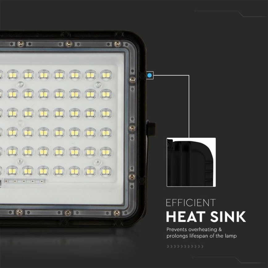 LED Utomhus ljusreglerad solcell strålkastare LED/15W/3,2V IP65 6400K svart + fjärrkontroll