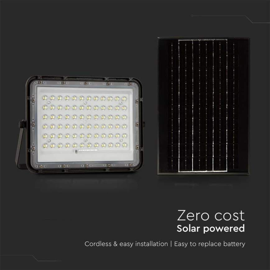 LED Utomhus ljusreglerad solcell strålkastare LED/15W/3,2V IP65 6400K svart + fjärrkontroll