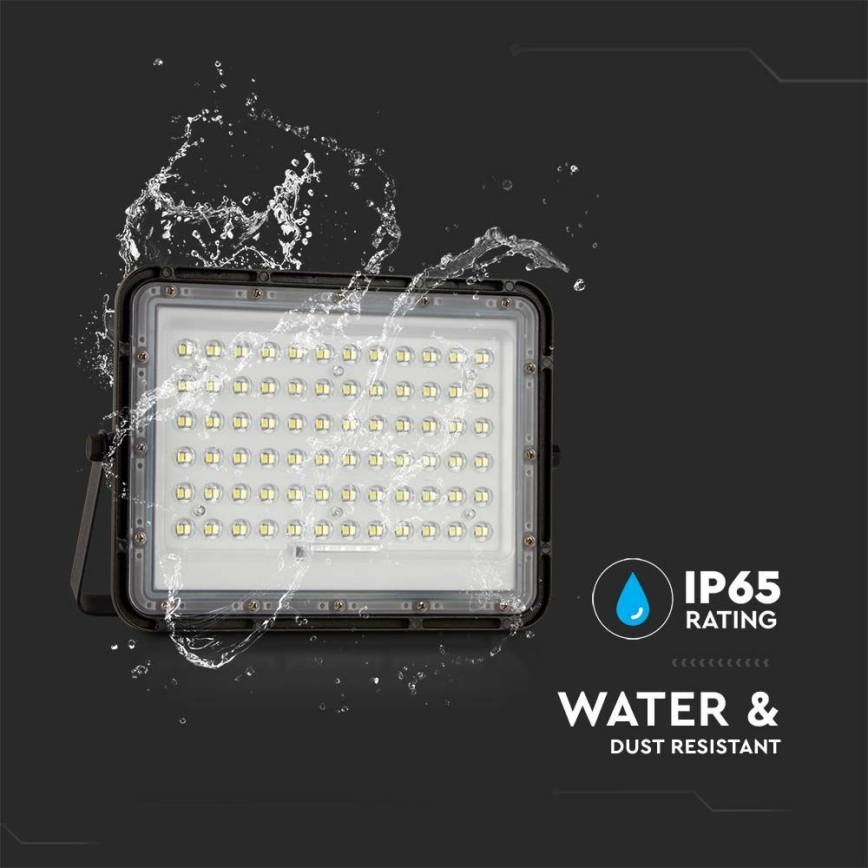 LED Utomhus ljusreglerad solcell strålkastare LED/15W/3,2V IP65 6400K svart + fjärrkontroll