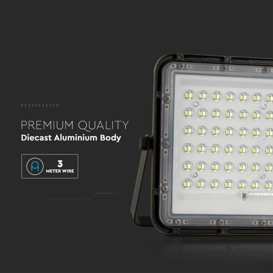 LED Utomhus ljusreglerad solcell strålkastare LED/15W/3,2V IP65 6400K svart + fjärrkontroll