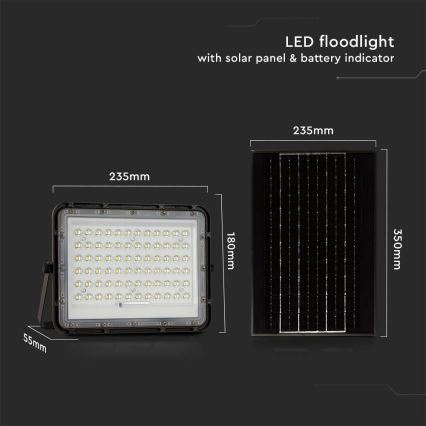 LED Utomhus ljusreglerad solcell strålkastare LED/15W/3,2V IP65 6400K svart + fjärrkontroll