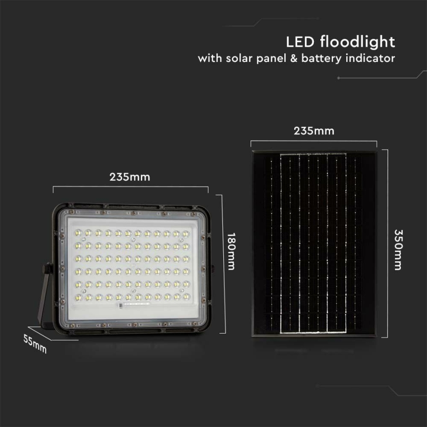 LED Utomhus ljusreglerad solcell strålkastare LED/15W/3,2V IP65 6400K svart + fjärrkontroll