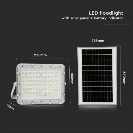 LED Utomhus ljusreglerad solcell strålkastare LED/15W/3,2V IP65 6400K vit + fjärrkontroll