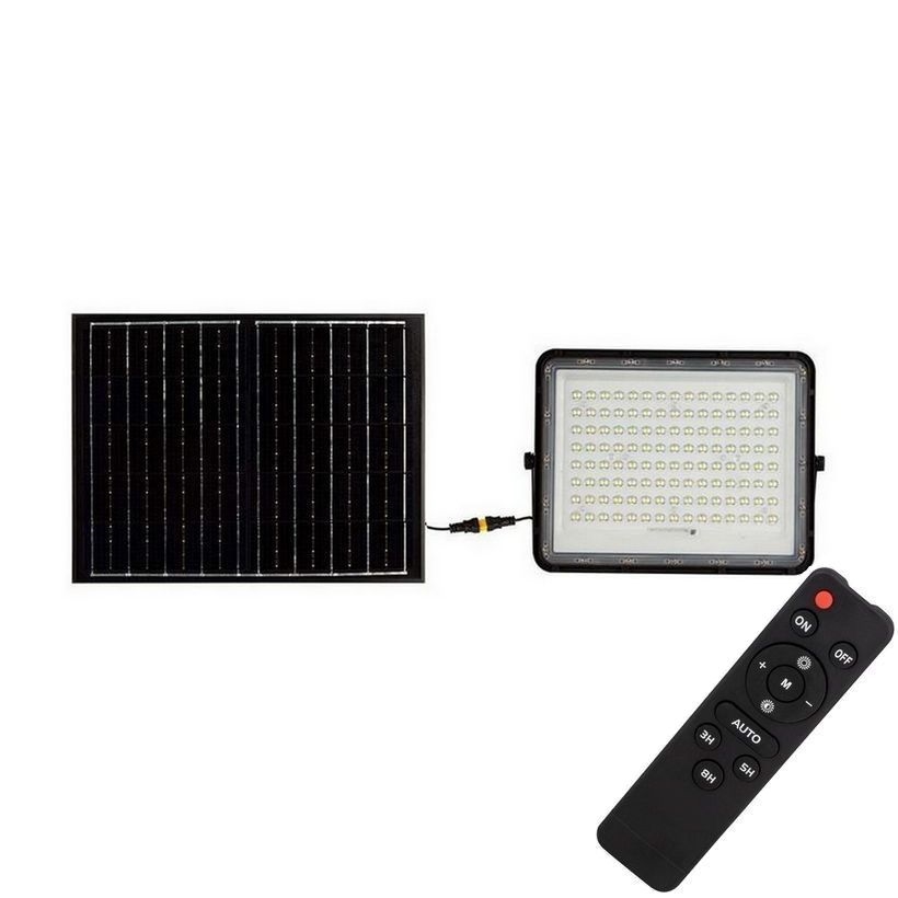 LED Solcellstrålkastare utomhus LED/200W/3,2V 4000K svart IP65 16000 mAh + fjärrkontroll
