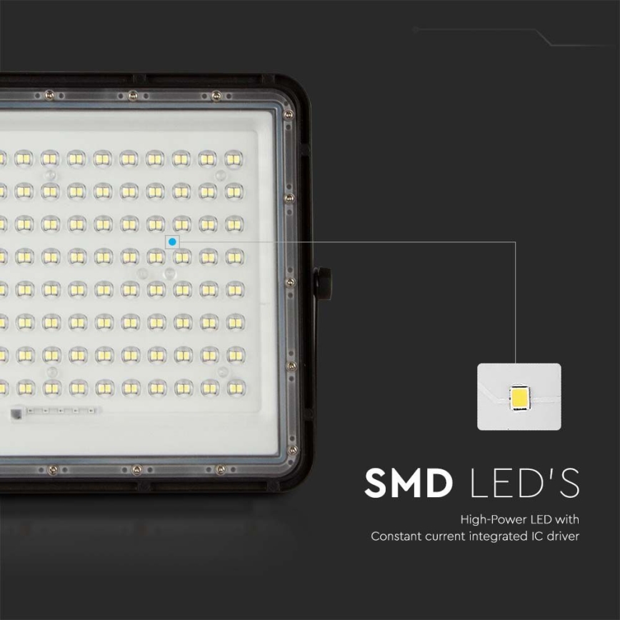 LED Solcellstrålkastare utomhus LED/200W/3,2V 4000K svart IP65 16000 mAh + fjärrkontroll