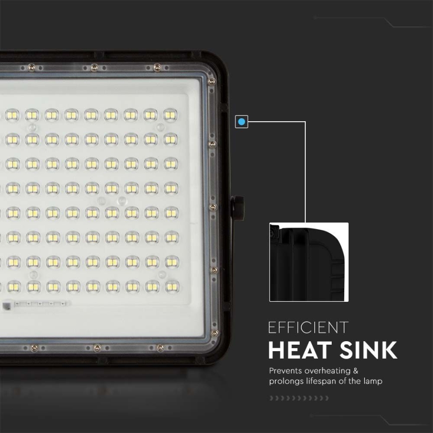 LED Solcellstrålkastare utomhus LED/200W/3,2V 4000K svart IP65 16000 mAh + fjärrkontroll