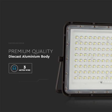 LED Solcellstrålkastare utomhus LED/200W/3,2V 4000K svart IP65 16000 mAh + fjärrkontroll