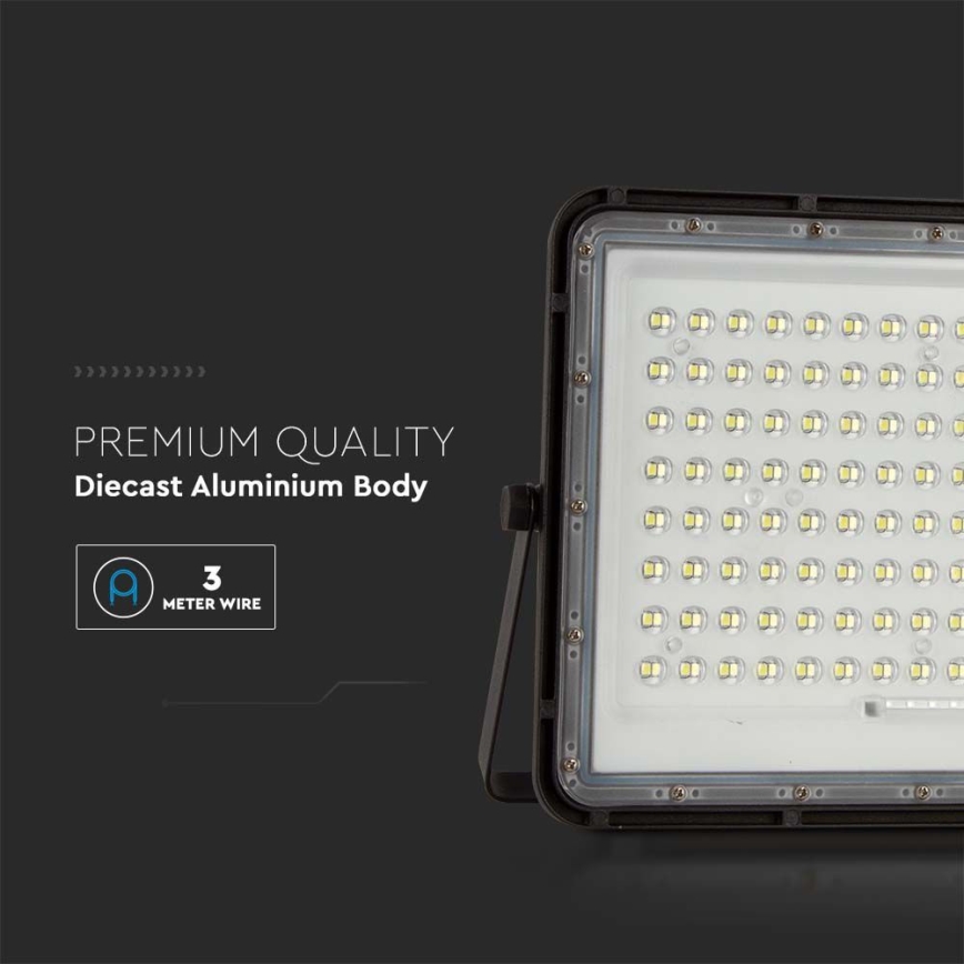 LED Solcellstrålkastare utomhus LED/200W/3,2V 4000K svart IP65 16000 mAh + fjärrkontroll