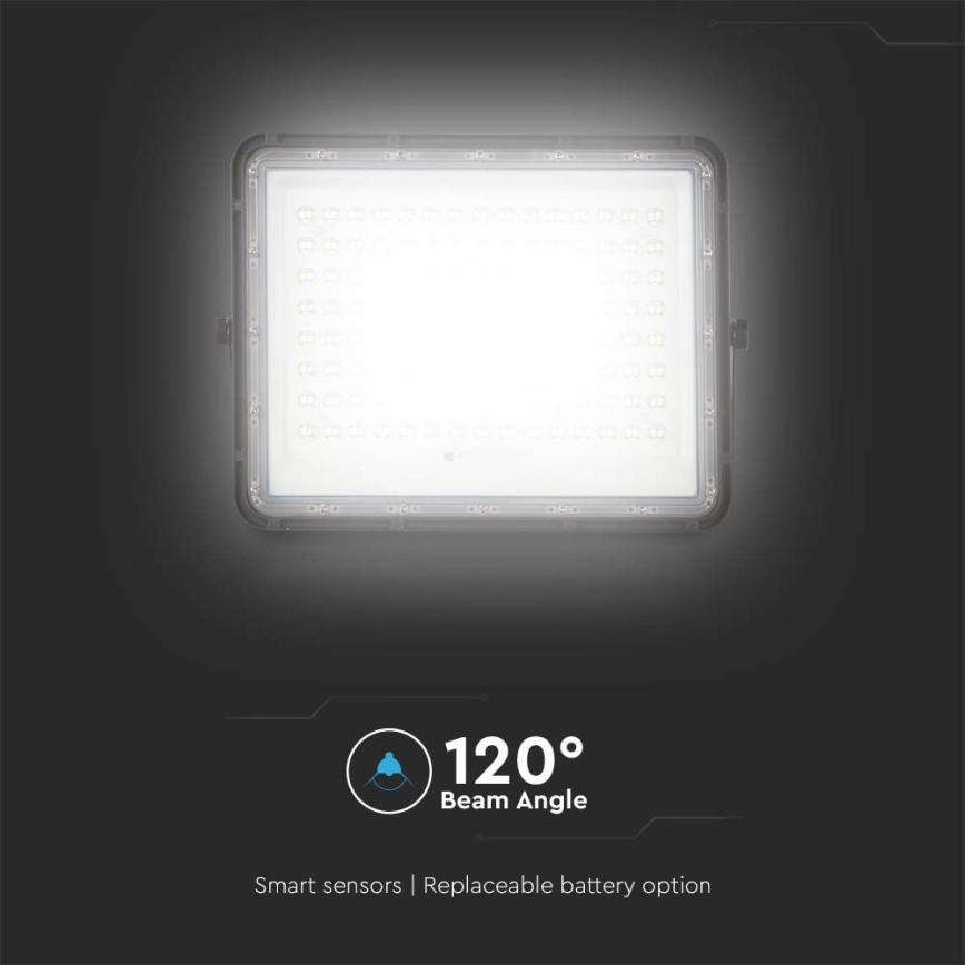 LED Solcellstrålkastare utomhus LED/200W/3,2V 4000K svart IP65 16000 mAh + fjärrkontroll