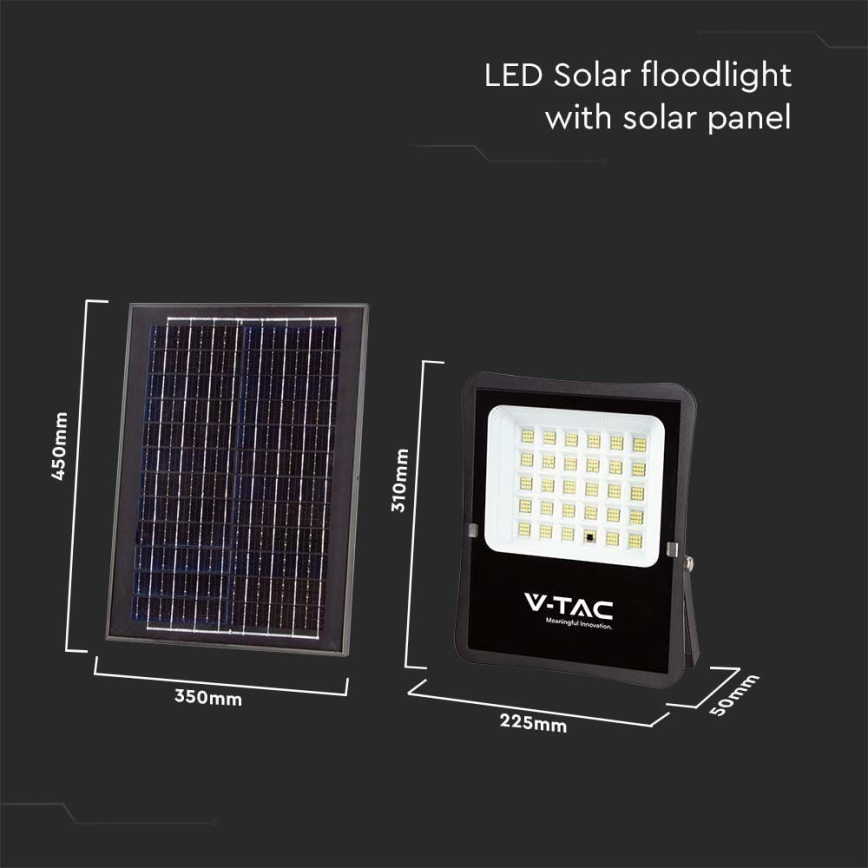 LED Solcellstrålkastare utomhus LED/20W/3,2V 6400K IP65 15000 mAh + fjärrkontroll