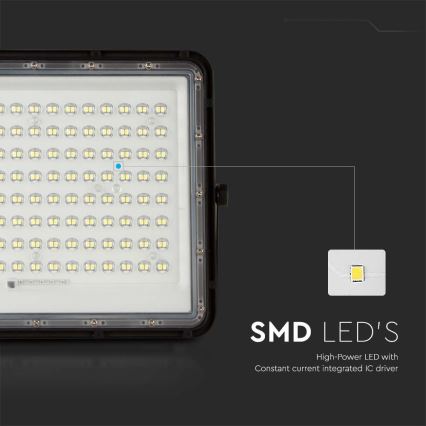 LED Solcellstrålkastare utomhus LED/20W/3,2V 6400K svart IP65 + fjärrkontroll