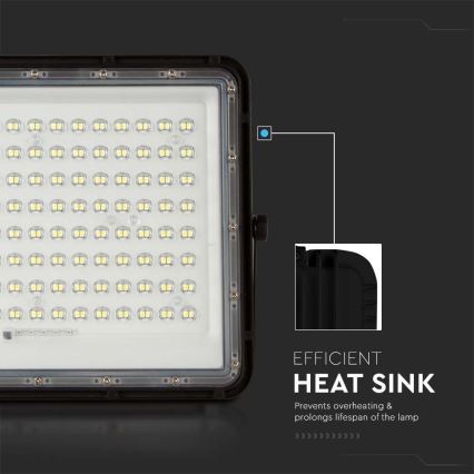 LED Solcellstrålkastare utomhus LED/20W/3,2V 6400K svart IP65 + fjärrkontroll