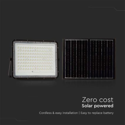 LED Solcellstrålkastare utomhus LED/20W/3,2V 6400K svart IP65 + fjärrkontroll