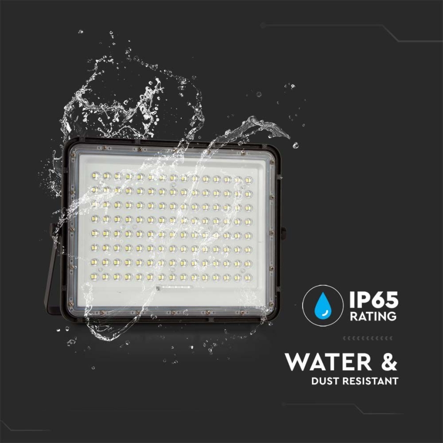 LED Solcellstrålkastare utomhus LED/20W/3,2V 6400K svart IP65 + fjärrkontroll