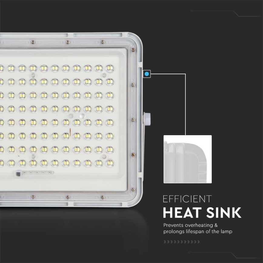 LED Solcellstrålkastare utomhus LED/20W/3,2V 6400K vit IP65 + fjärrkontroll