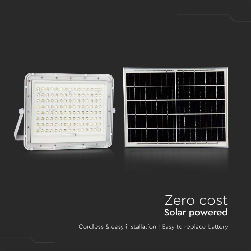 LED Solcellstrålkastare utomhus LED/20W/3,2V 6400K vit IP65 + fjärrkontroll