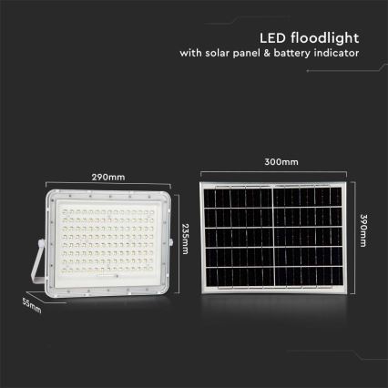 LED Solcellstrålkastare utomhus LED/20W/3,2V 6400K vit IP65 + fjärrkontroll