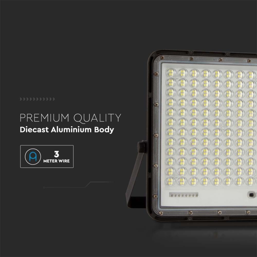 LED Solcellstrålkastare utomhus LED/30W/3,2V 4000K svart IP65 + fjärrkontroll