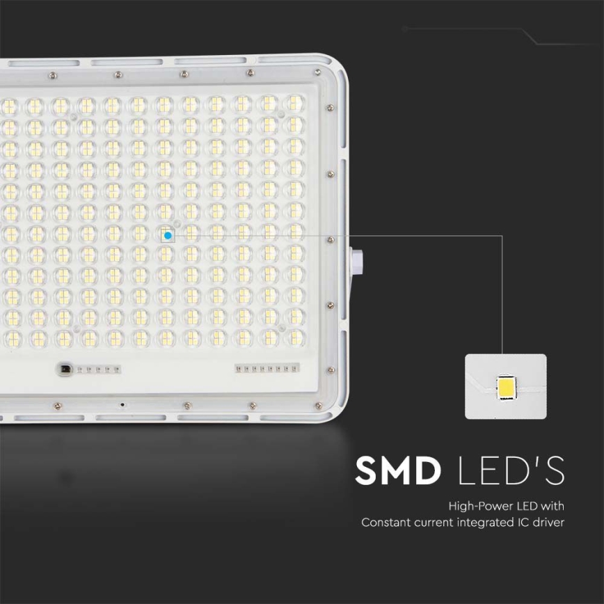 LED Solcellstrålkastare utomhus LED/30W/3,2V 4000K vit IP65 + fjärrkontroll