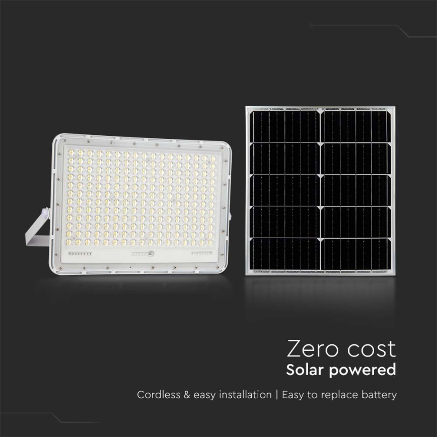 LED Solcellstrålkastare utomhus LED/30W/3,2V 4000K vit IP65 + fjärrkontroll