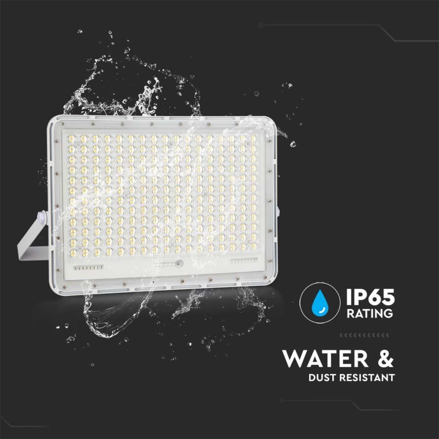 LED Solcellstrålkastare utomhus LED/30W/3,2V 4000K vit IP65 + fjärrkontroll