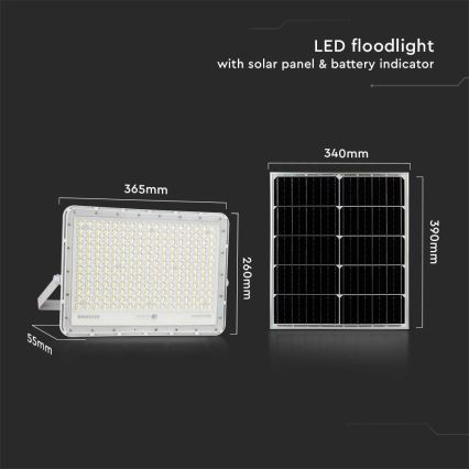 LED Solcellstrålkastare utomhus LED/30W/3,2V 4000K vit IP65 + fjärrkontroll