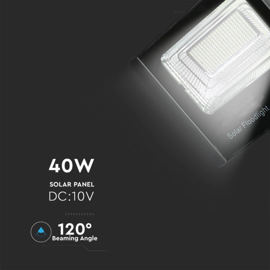 LED Solcellstrålkastare utomhus LED/40W/10V IP65 6000K + fjärrkontroll